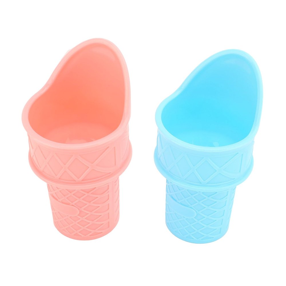 Hamwesh Ice Cream Cone Holder, 3.9 Inches Dishwasher Safe Stable Base Food Grade PP Ice Cream Cone Scoop Reusable Cones with 2 Pack Spoon for Birthday Party Home