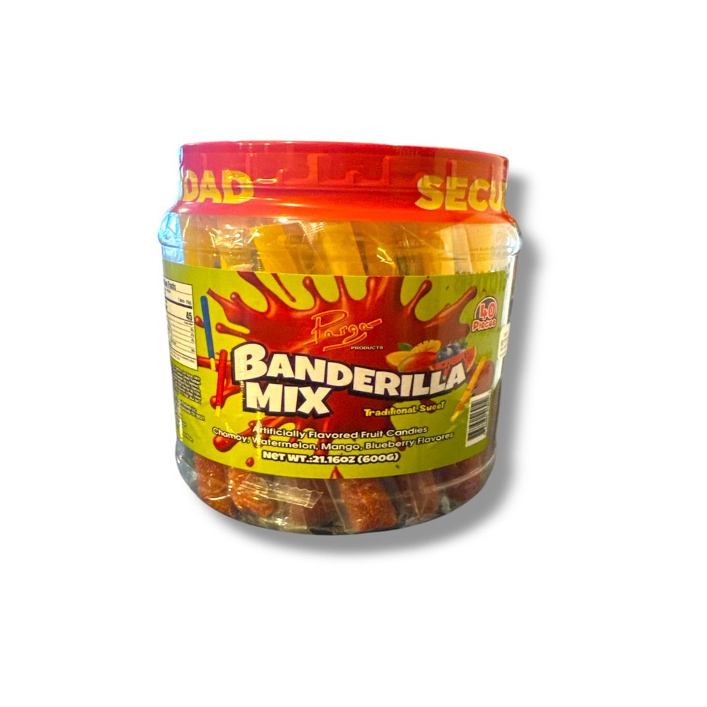 Banderilla Mix Fruit Mix Candy Straw Sticks (Chamoy, Watermelon, Mango, Blueberry) 40ct