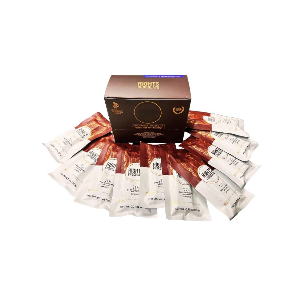 Ecuadorian 70% Dark Chocolate with coffee EXPRESSO Mini Bars (10 x 20g) Fine Aroma Cacao