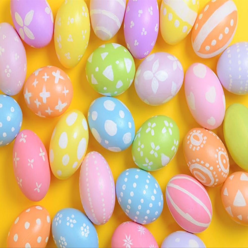 Pastel Decorated Easter Egg Pattern On Edible Image Chocolate Transfer Sheet. Apply To Your Custom Chocolate Treats