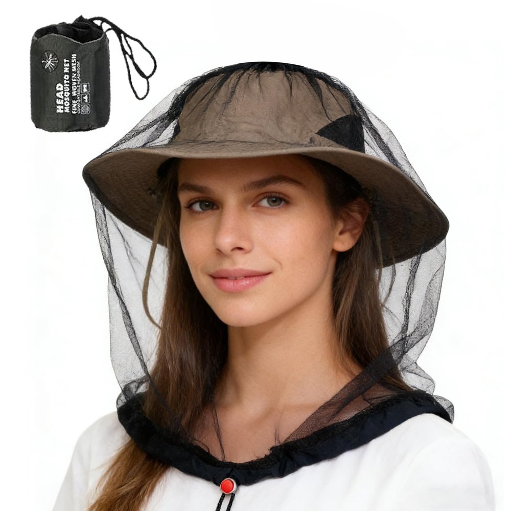 Fly Face Net | Soft Drawstring Breathable Fine Holes Long | Fly Protection Netting Hood | for Fishing Camping Hiking Gardening Outdoor Activities Protection