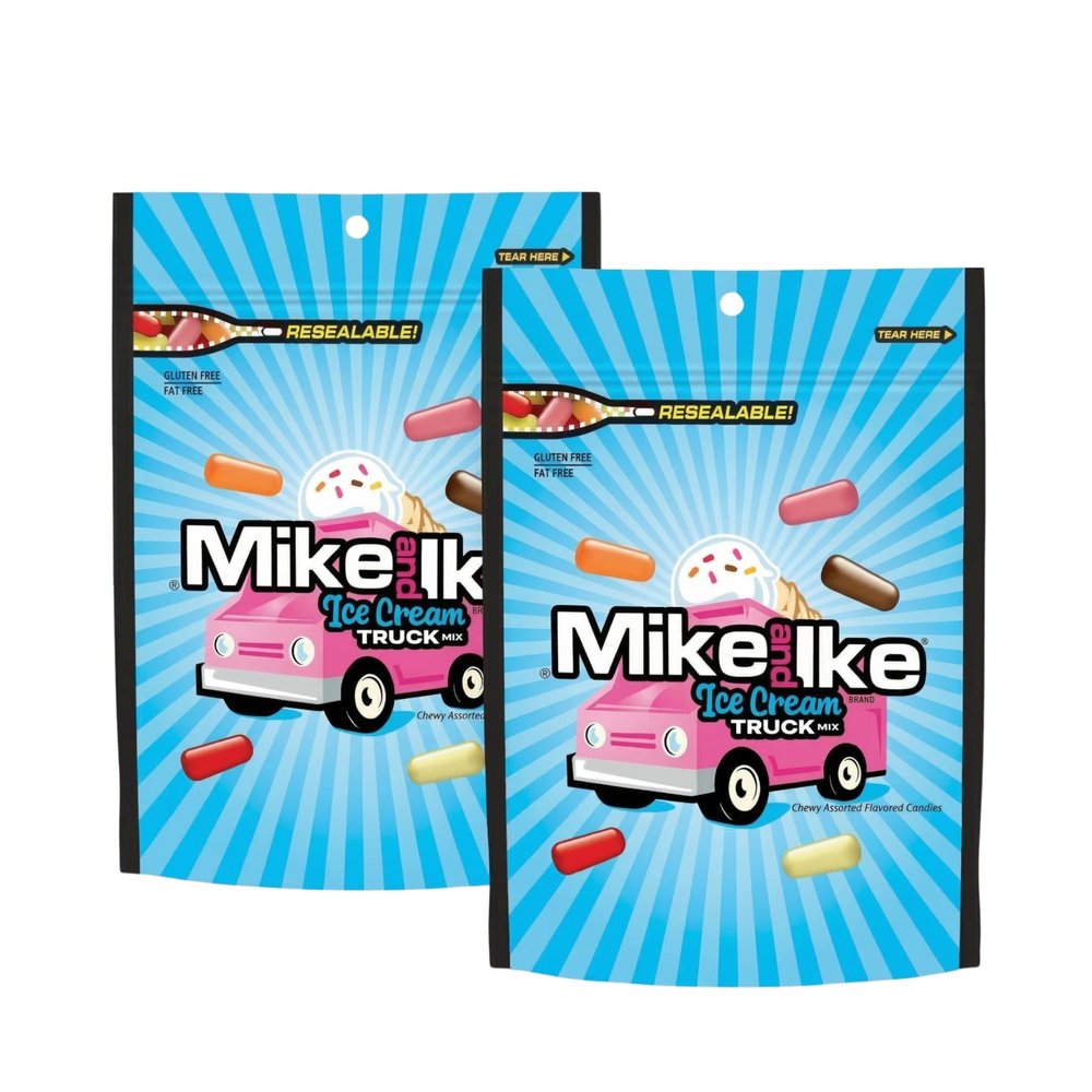 Mike and Ike Ice Cream Truck Mix, 10 oz Resealable Bag (Pack of 2) Chewy Assorted Flavored Candy