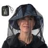 Fly Net for Head,Over Hat Soft Drawstring Large & Long - Men Women Fly Net Hat,for Fishing Camping Hiking Gardening Outdoor Activities Protection Black view 1
