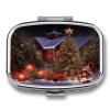 Christmas Cheer Pill Box 2 Compartment Decorative Metal Pill Case for Pocket Or Purse Travel Portable Medicine Box Pill Container Organizer for Vitamins Fish Oils Supplements view 1