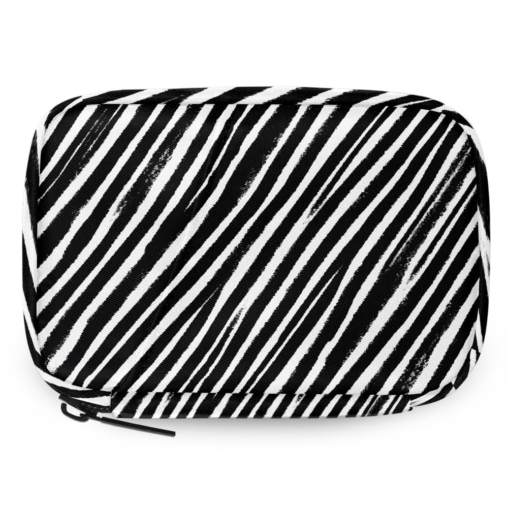 DJYQBFA Weekly Pill Organizer Travel Size Bag with Removable 7 Day Pill Box Portable Vitamin Case Purse with Zipper,Black Stripe