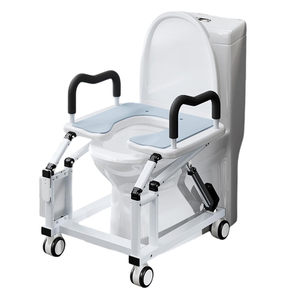 BeoyNot Motorized Toilet Seat Lift by Toilet Tilt, Movable Electric Toilet Chair, Up to 220lbs, with Remote Control, 4 Silent Brake Casters, for Seniors & Disabled, Easy Assembly