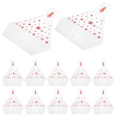 Ipetboom 50pcs Disposable Triangle Onigiri Wrapping Bags Red Sakura Pattern Microwave Safe Rice Ball Packing Wrappers for Japanese Sushi and Lunch Packing