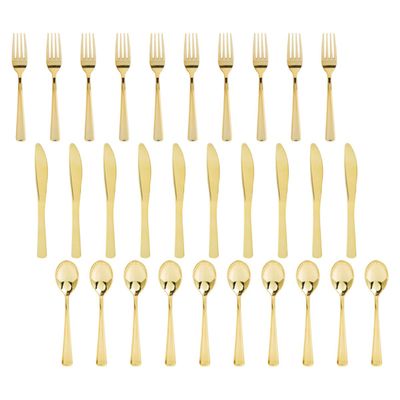 Party Dessert Cutlery Kit 30 Pieces Plastic Golden Dinnerware