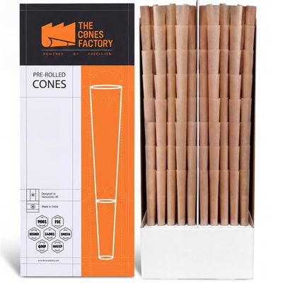 The Cones Factory 98mm Pre Rolled Cones Slow Burning Pre Rolled Cones made of Unrefined Brown Paper with M W Tips, 800 Pack