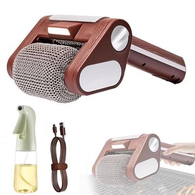Cordless Rechargeable BBQ Cleaner Tool, 350 RPM Electric Grill Brush, 304 Stainless Steel Power Roller, No Scratches, No Preheating, Effortless Cleaning for Grills & BBQs
