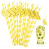 100pcs paper straw yellow&white striped non-soggy for drinks wedding birthday decoration cocktail soda shakes drinkware bulk-6mm view 1