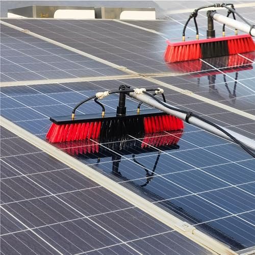 Glass Cleaning Brush Home Water Fed Telescopic Pole Kit Solar Panel Brush Rotating for Photovoltaic PanelAdjustable Solar Panel Cleaning Brush Kit with 10M Water Fed Pole Window Cleaner Bru