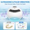 Dental Ultrasonic Retainer Cleaner - 48kHz Dental Cleaning Pod for Denture, Braces, Mouth Guard, Toothbrush Heads, Jewelry, 4 Modes Retainer Cleaner Machine with Digital Timer & 200ML (Ivory white) view 4