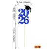 12 Pack Congrats 2026 Graduation Centerpiece Sticks Assembled Glitter Class of 2026 Cake Toppers Diploma Grad Cap Table Centerpiece Sticks for 2026 Graduation Theme Party Blue view 2