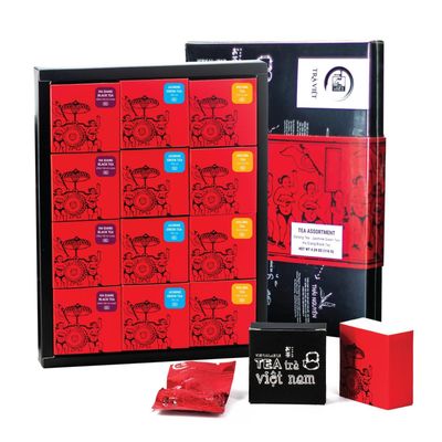TRAVIET Vietnamese Specialty Tea Gift Set | 12 Premium Loose Leaf Teas from Vietnam | Gourmet Tea Sampler 12 bag x 8g