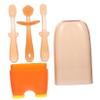 VILLCASE Silicone Toothbrush 3pcs for Newborns with Tongue Cleaner, Soft Oral Brush Set in Warm Orange for Mouth and Oral Care view 1