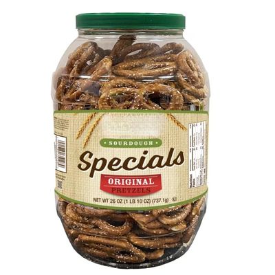 Crunchy Sourdough Pretzel Snacks Large 26 oz Resealable Barrel, Savory & Salty for Snacking, Parties, and Lunchboxes