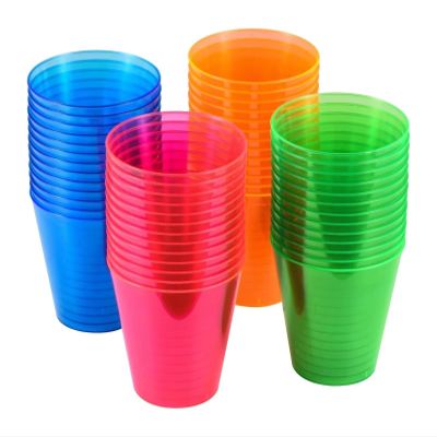 100 or 24 Pack Shot Glasses, 2oz Disposable Clear Hard Plastic Cups(Multicolor) jello cups for party iridescent supplies(100PCS 4Colors)