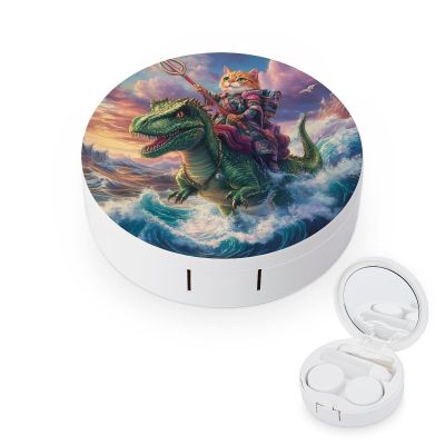 Wave Dinosaur Cat Contact Lens Case with Mirror Portable Cute Eye Contact Lens Box Travel Kit
