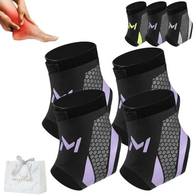 2026 New 2-Pack Bidirectional Compression Ankle Brace For Men & Women,Adjustable Lace Up Ankles Sock,Orthopedic Compression Sleeve For Plantar Fasciitis Relief,Tendonitis,Sprained (4pcsPurple)