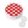 Red And White Tartan Plaid Contact Lens Case with Mirror Portable Cute Eye Contact Lens Box Travel Kit view 1