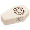 OSOLADY Wooden Coffin Candy Box with Lid Halloween Party Favor Goodie Box Hexagonal Spider Web Design Packaging for Holiday Treats view 1