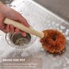 NUOBESTY 4pcs Coconut Fiber Pot Cleaning Brushes with Long Wooden Handles, Non-Stick Oil Resistant Kitchen Sink and Pan Scrubbers for Thorough Dish and Surface Cleaning view 4