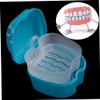 Blue Strong Denture Box with Simple Retrieval Tab, Denture Bath Case for False Teeth Storage, Premium Mouth Guard Box, Retainer Case view 4