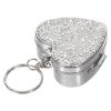 Hoement Portable Mini Stainless Steel Heart-Shaped Pill Organizer Box with Rhinestones, Travel Medicine Storage Container, Cute Portable Vitamin Holder for Office Gym Use view 1