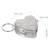 Hoement Portable Mini Stainless Steel Heart-Shaped Pill Organizer Box with Rhinestones, Travel Medicine Storage Container, Cute Portable Vitamin Holder for Office Gym Use view 2