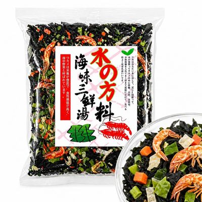 Dried Wakame Miso Soup Topping Mix - 2.12oz / 60g Japanese-Style Seaweed Garnish with Carrot, Green Onion & Small Dried Shrimp, Instant Add-In for Miso Soup, Ramen, Udon & Rice Porridge