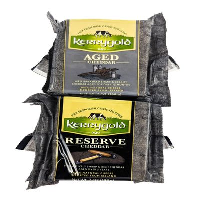 Aged Cheddar & Reserve Cheddar Cheese, Imported Irish Cheddar Made with Grass-Fed Cows Milk, Rich Sharp Flavor - 7 oz each (Pack of 2)
