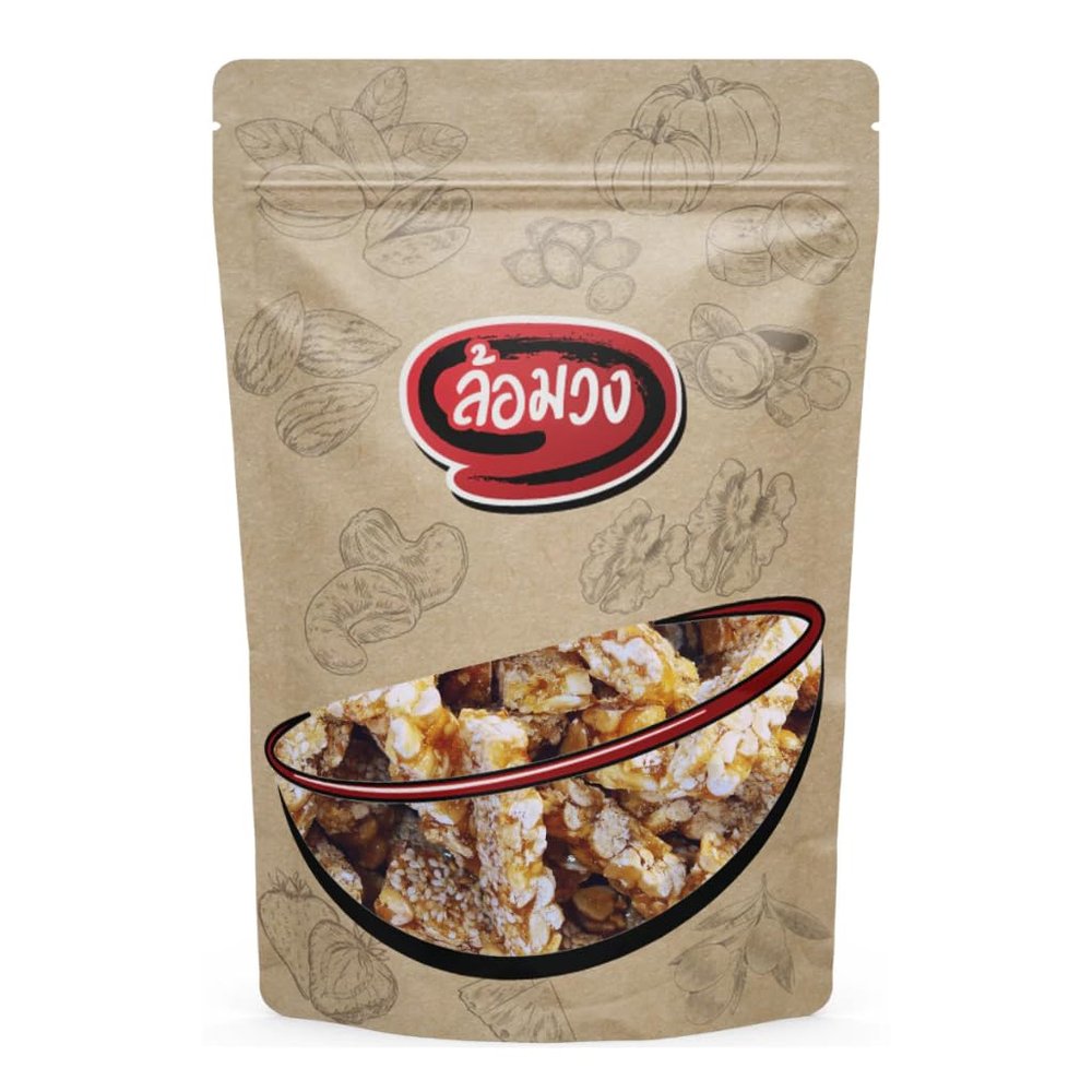 Crunchy Peanut Brittle Bars - Traditional Roasted Peanut and Sesame Snack - Sweet and Savory Crispy Squares (500g)