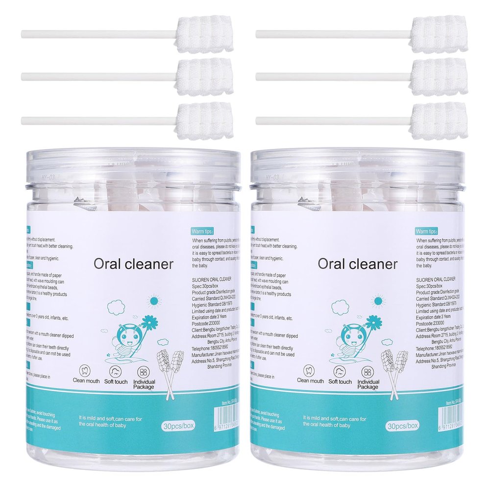 Yardenfun 60PCS Disposable Baby Toothbrush: Soft Baby Tongue Cleaner - Soft Gauze Oral Cleaning Stick - Infant Mouth Brush for Newborn Dental Care