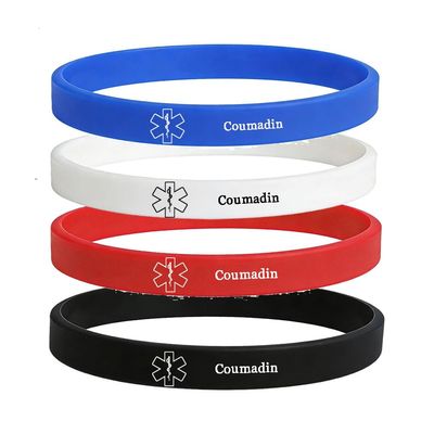 4 Pack Addisons Medical Alert ID Silicone Bracelet Emergency Sports Rubber Wristbands for Man Women,Custom Engraved Allergy Alert Bracelets with Med Wallet Card