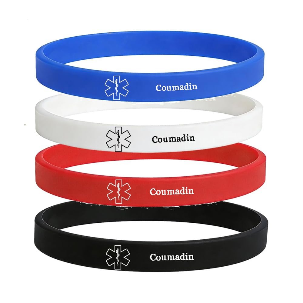 4 Pack Addisons Medical Alert ID Silicone Bracelet Emergency Sports Rubber Wristbands for Man Women,Custom Engraved Allergy Alert Bracelets with Med Wallet Card