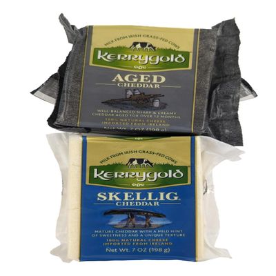 Aged Cheddar & Skellig Cheddar Cheese, Imported Irish Aged Cheddar Made with Grass-Fed Cows Milk, Rich Sharp Flavor - 7 oz each (Pack of 2)