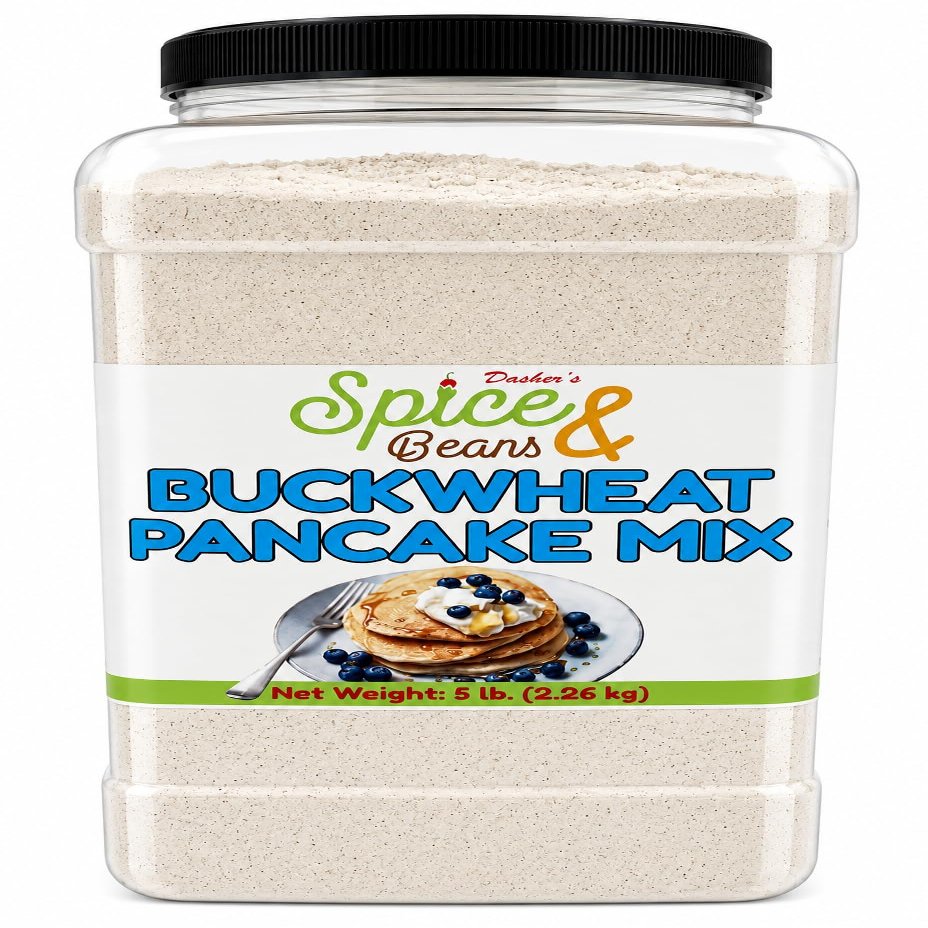 Buckwheat Pancake Mix 5 lb | Easy Buckwheat Pancake Batter Mix | Breakfast, Brunch, Cafs, Restaurants & Catering | Bulk Container | Dasher's Spice & Beans
