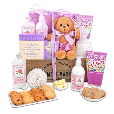 Alder Creek Gift Basket Pampered Rose Self Care Gift Basket Spa Gift Basket Tea Gift Set, Relaxation Gift, Birthday, Mother's Day, Christmas, Gift for Wife