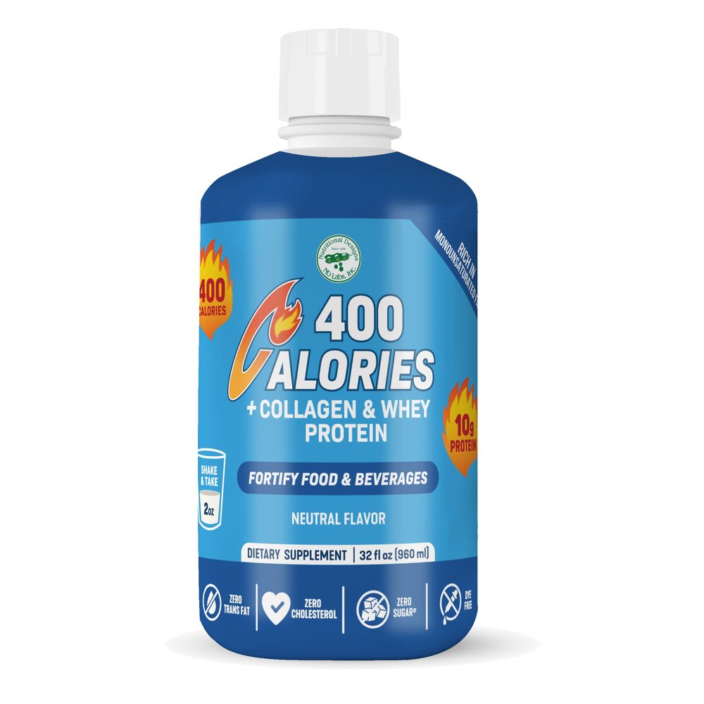 Nutritional Designs Calories 400 High Calorie Liquid Weight Gain Supplement, High-Oleic Sunflower Oil Energy Booster, 10g Protein, Sugar-Free, Low Sodium & Renal Friendly, 32 oz Bottle