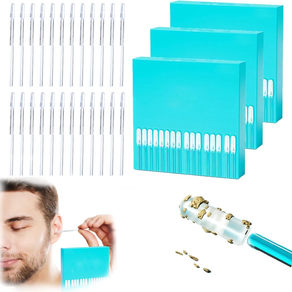 24 Pcs Earwax Removal Adhesive Swabs, New Reusable Ear Wax Removal Tools, Adhesive Ear Wax Removal Tools, Ear Cleaning Tools Ear Curette,with Gentle Removal Stick for Adults (3pcs)