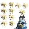 Happy Father's Day Acrylic Mirror Cake Toppers 10Pcs Gold Engraved Cupcake Toppers Decor for Dad Birthday Party Dessert Decorations Supplies view 1