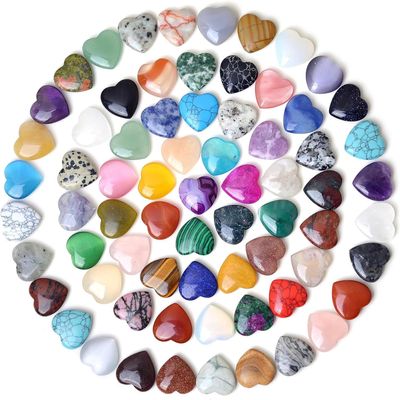120pcs Heart Crystals and Healing Stones Bulk,Heart Trinkets Healing Crystal Natural Gemstones,Bulk Worry Stones for DIY Meditation Decor Gifts for Women Men,Mother's Day Gifts