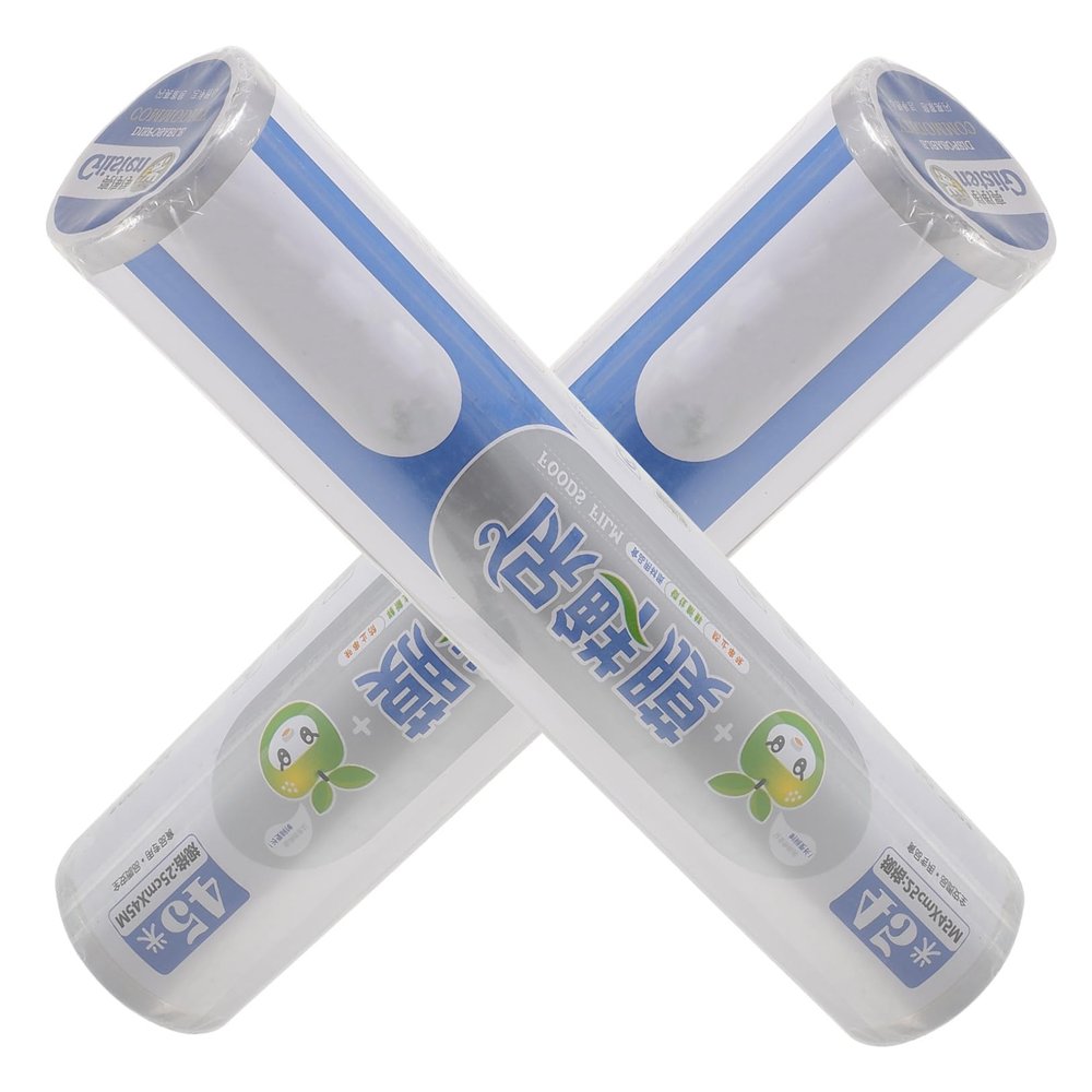 MAGICLULU 2 Rolls 25cm 45m Disposable Pe Food Cling Wrap with Slide Cutter Airtight Food Grade Plastic Wrap for Kitchen and Vegetable Fruit Preservation