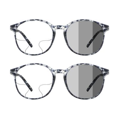 VisionGlobal 2Pairs Photochromic Gray Sunglasses for UnisexPortable Progressive Multifocal GlassesGray,+0.00/+2.25Magnification