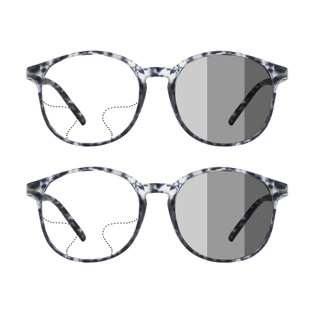 VisionGlobal 2Pairs Photochromic Gray Sunglasses for UnisexPortable Progressive Multifocal GlassesGray,+0.00/+2.25Magnification