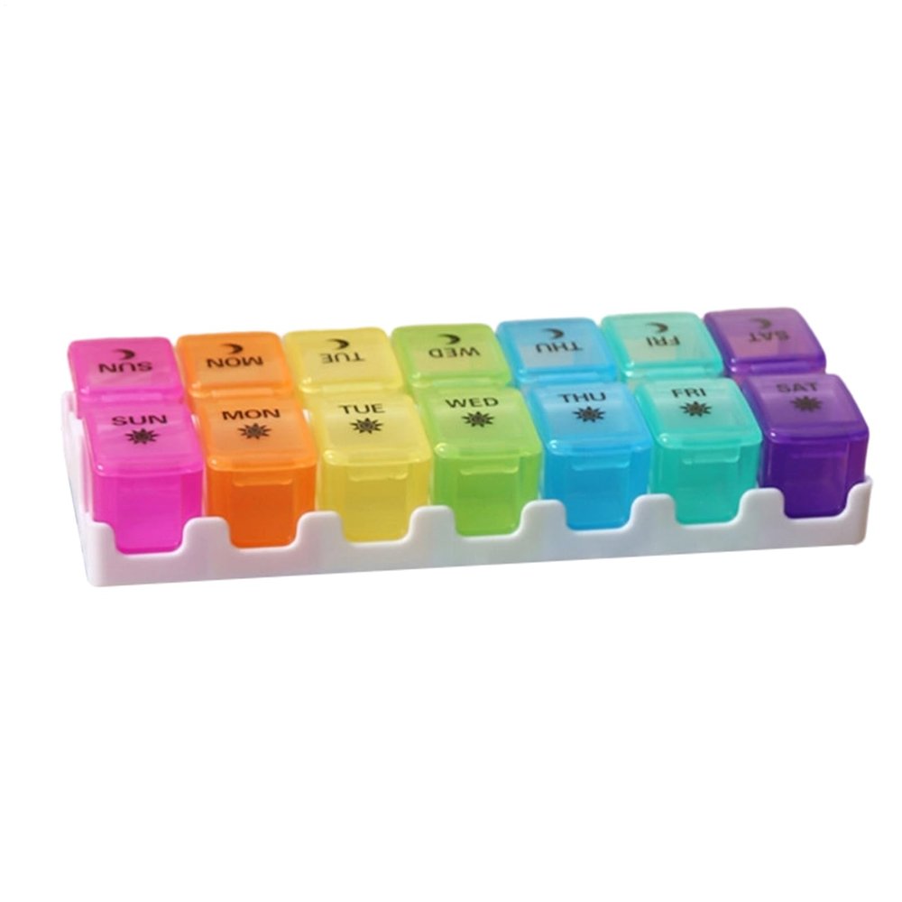 Medicine Storage Pill Organizer, 18.5x7.2x3.3cm PP ABS Anti-Moisture Tablets Sorter with 14 Detachable Compartments, Handy Accessory for Travel, Daily Use