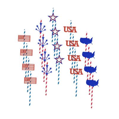 Homoyoyo Independence Day Drinking Straws 20pcs Party Supplies Set, Disposable Patriotic Striped Straws for Fourth of July Celebration and National Day Parties