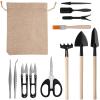 12 Pcs Mini Succulent Tools Set with Storage Pouch, Small Gardening Tools for Cacti Succulents Transplant, Pruning & Plant Care, Wooden Hand Tools Kit for Indoor Outdoor Garden view 2