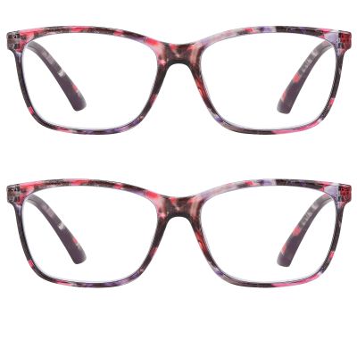 2 Pack Women's Reading Glasses, Blue Light Blocking Glasses-UV Ray & Glare Protection Computer Readers, Spring Hinge Eyewear with Fashion Pattern-Sturdy&Lightweight for women and ladies2.25